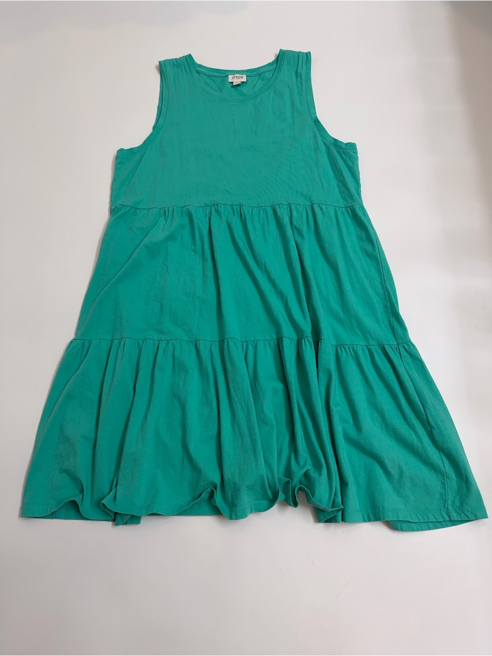 J.Crew NWOT Re-Imagined Aqua Tiered Swing Dress Medium 100% Cotton Sleeveless‎ - Picture 5 of 10